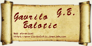 Gavrilo Balotić vizit kartica